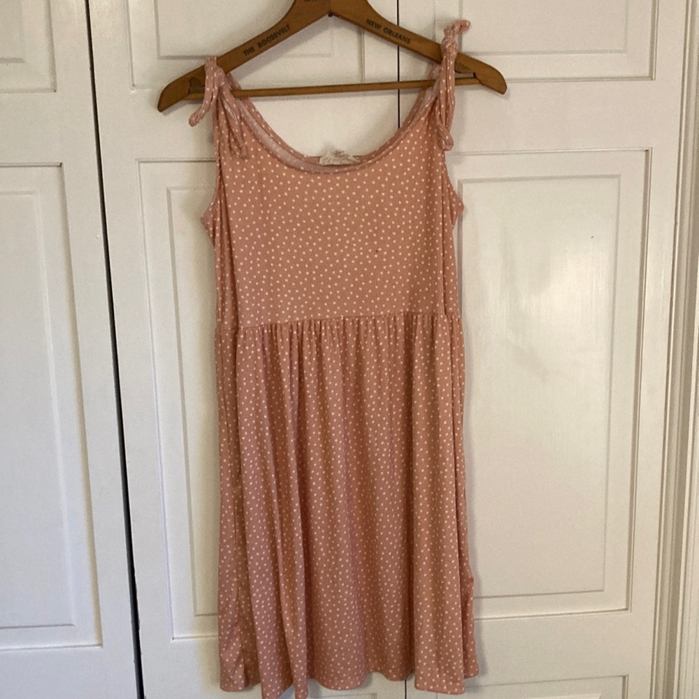 peach polka dot dress